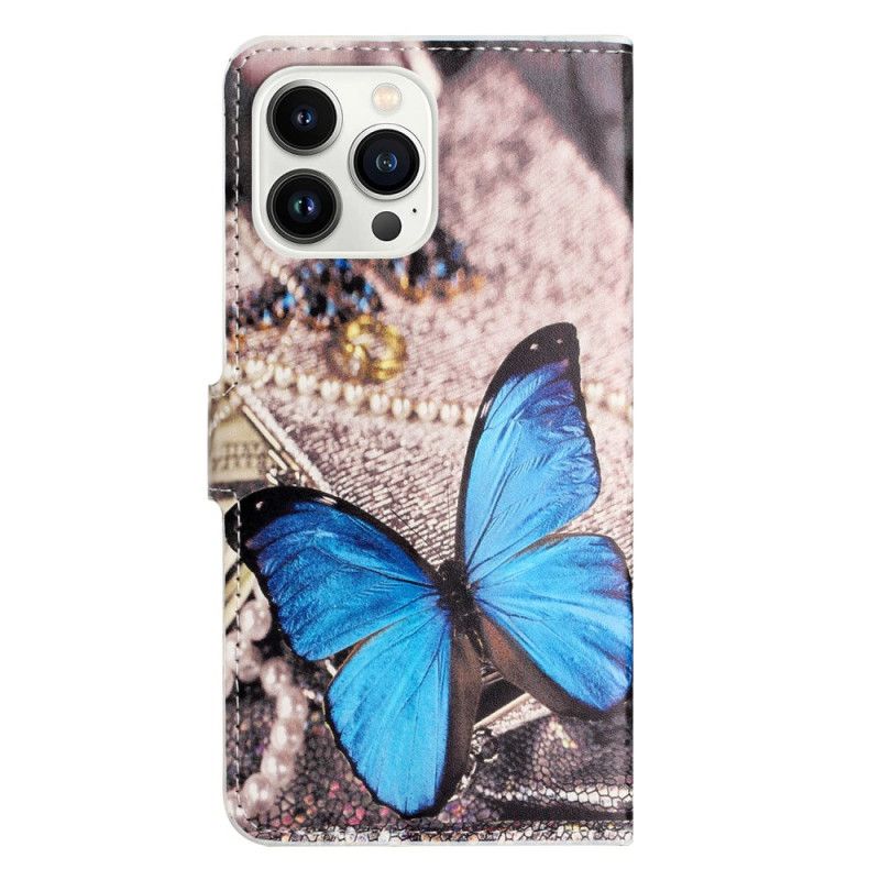 Housse iPhone 16 Pro Max Papillon Bleu