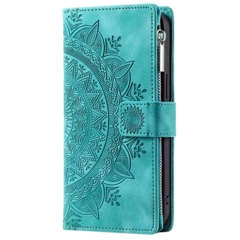 Housse iPhone 16 Pro Max Portefeuille Effet Daim Mandala