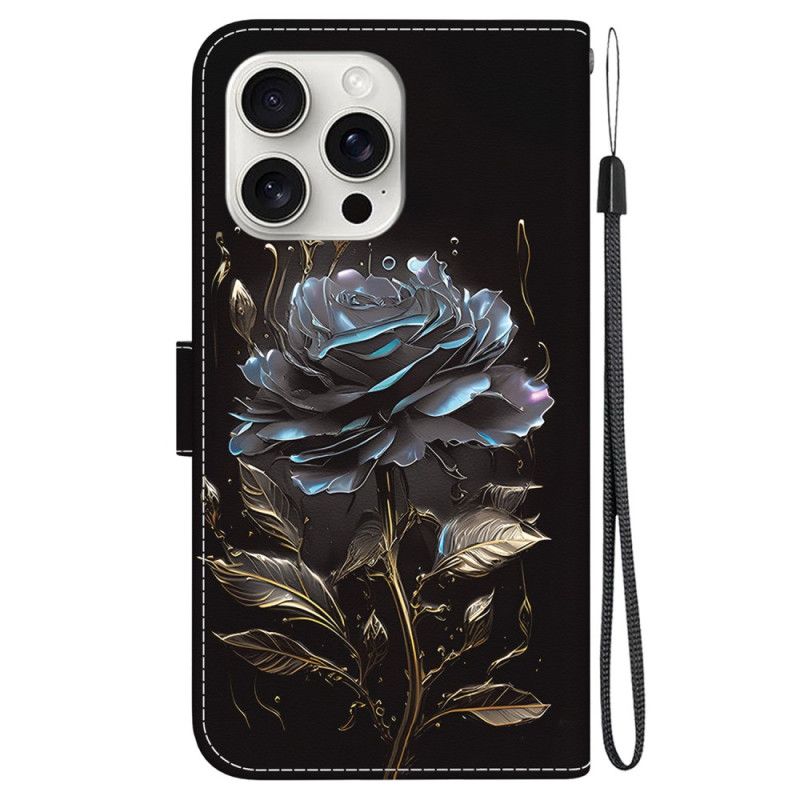 Housse iPhone 16 Pro Max Rose Noire à Lanière