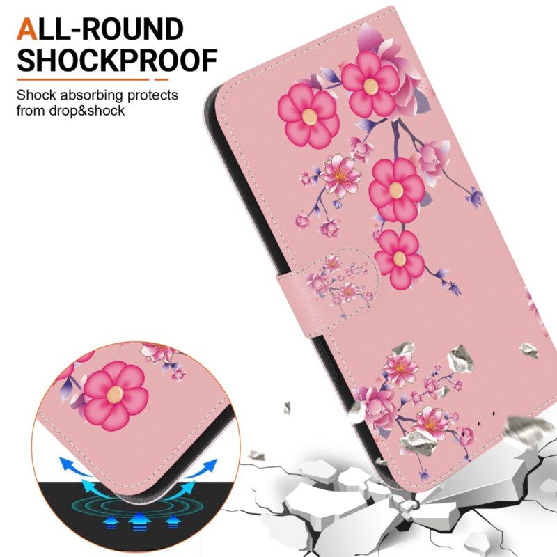 Housse iPhone 16 Pro Motif Sakura à Lanière