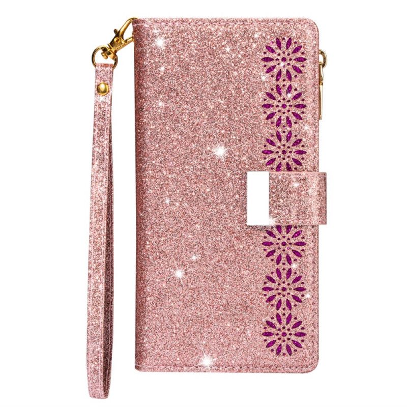 Housse iPhone 16 Pro Paillettes Fermoir Argenté