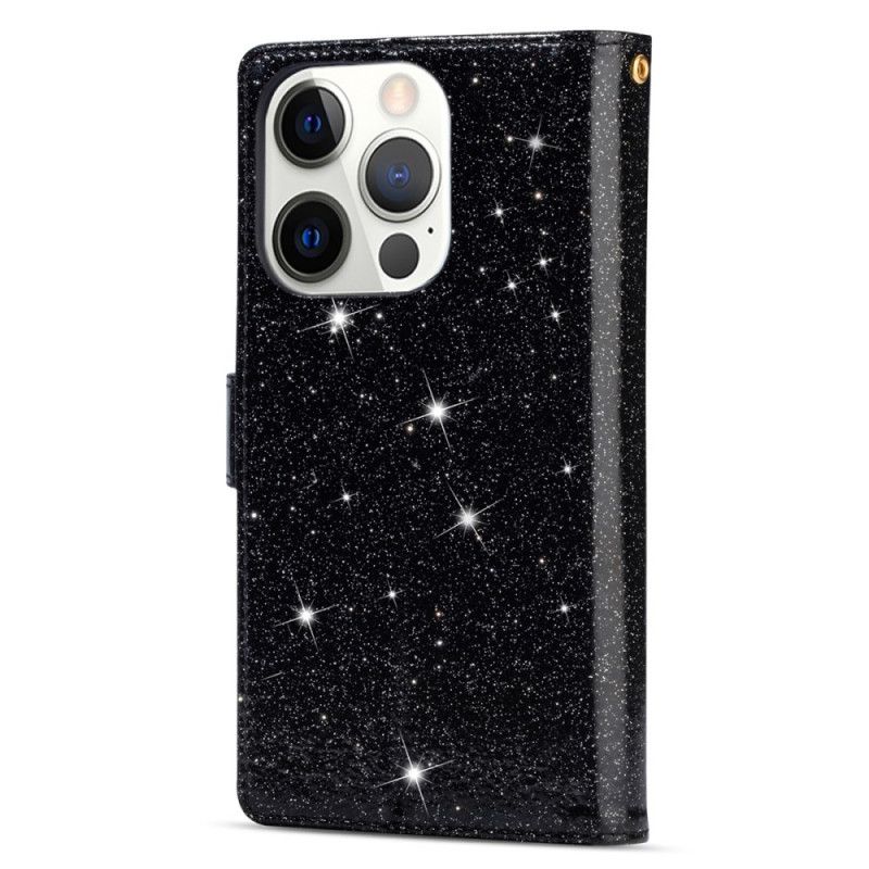 Housse iPhone 16 Pro Paillettes Fermoir Argenté