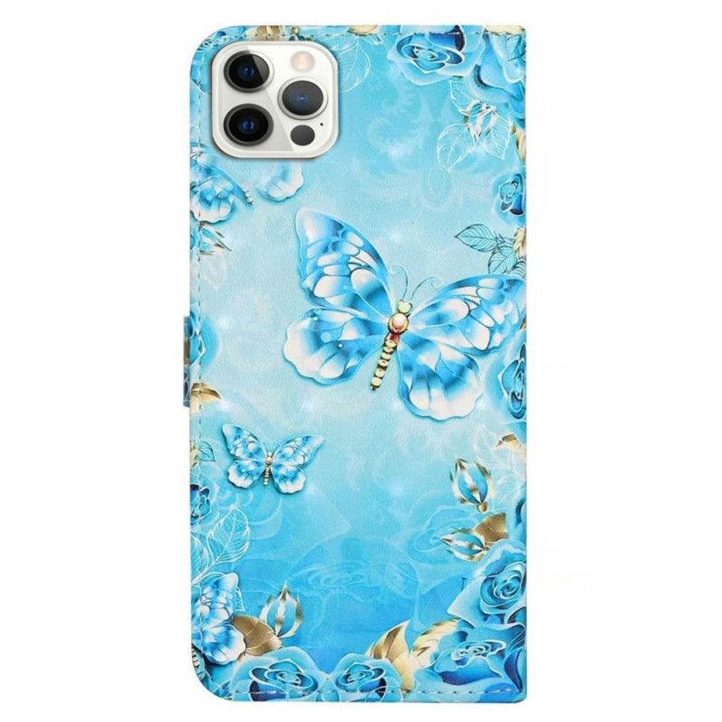 Housse iPhone 16 Pro Papillons Bleus