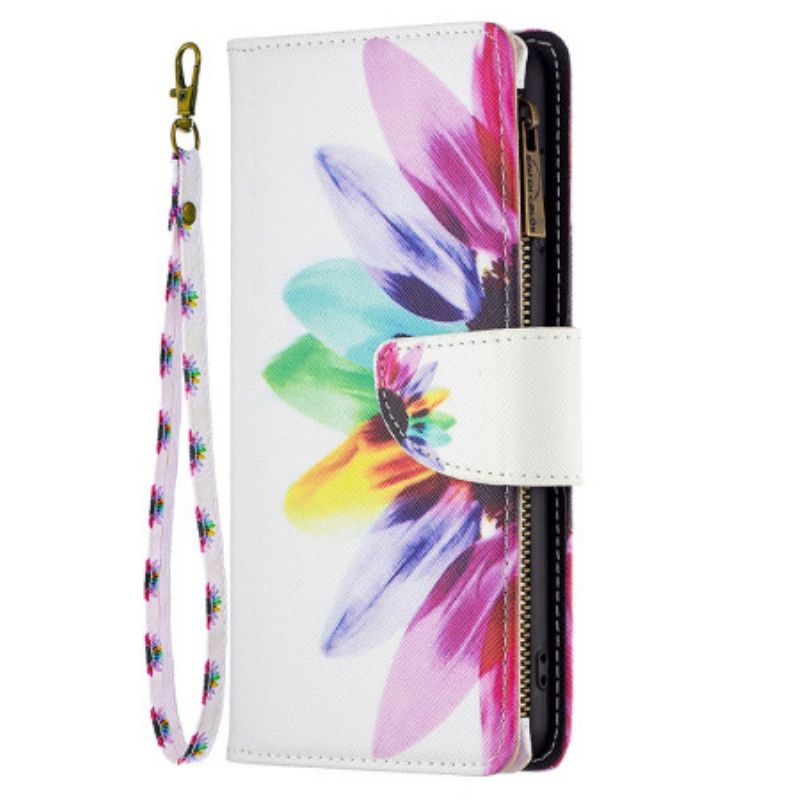 Housse iPhone 16 Pro Portefeuille Fleur Aquarelle