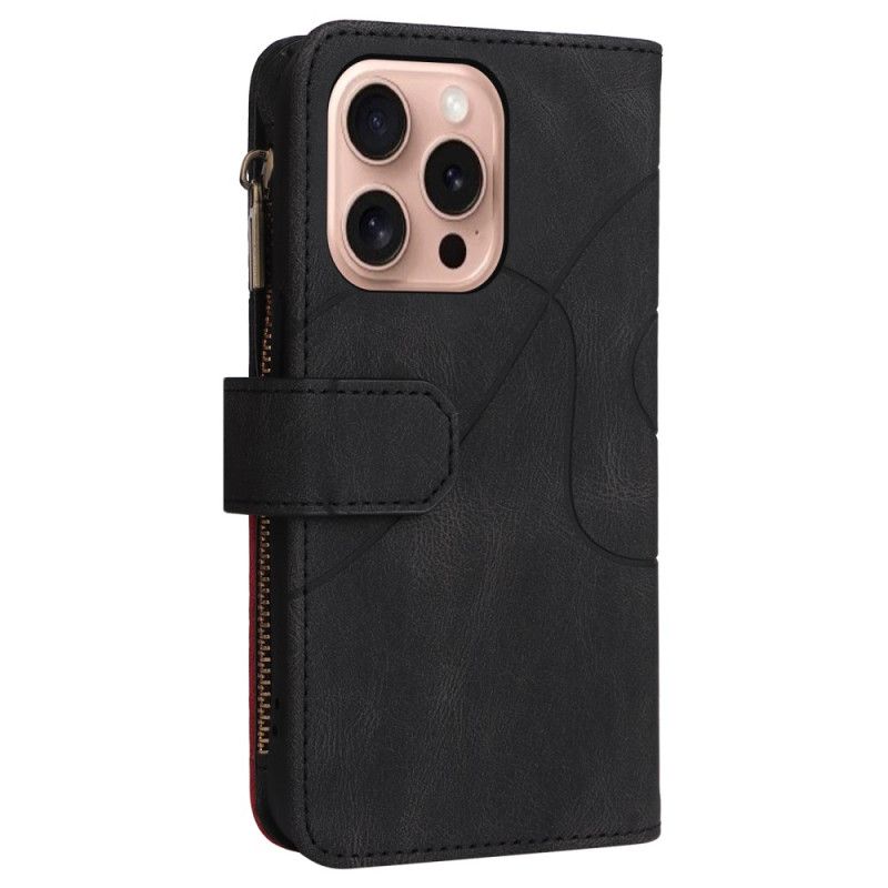 Housse iPhone 16 Pro Portefeuille Motif Géométrique