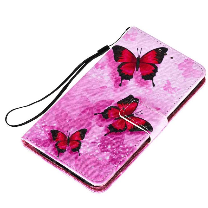 Housse iPhone Se 2 / 8 / 7 Simili Cuir Texturé Papillons