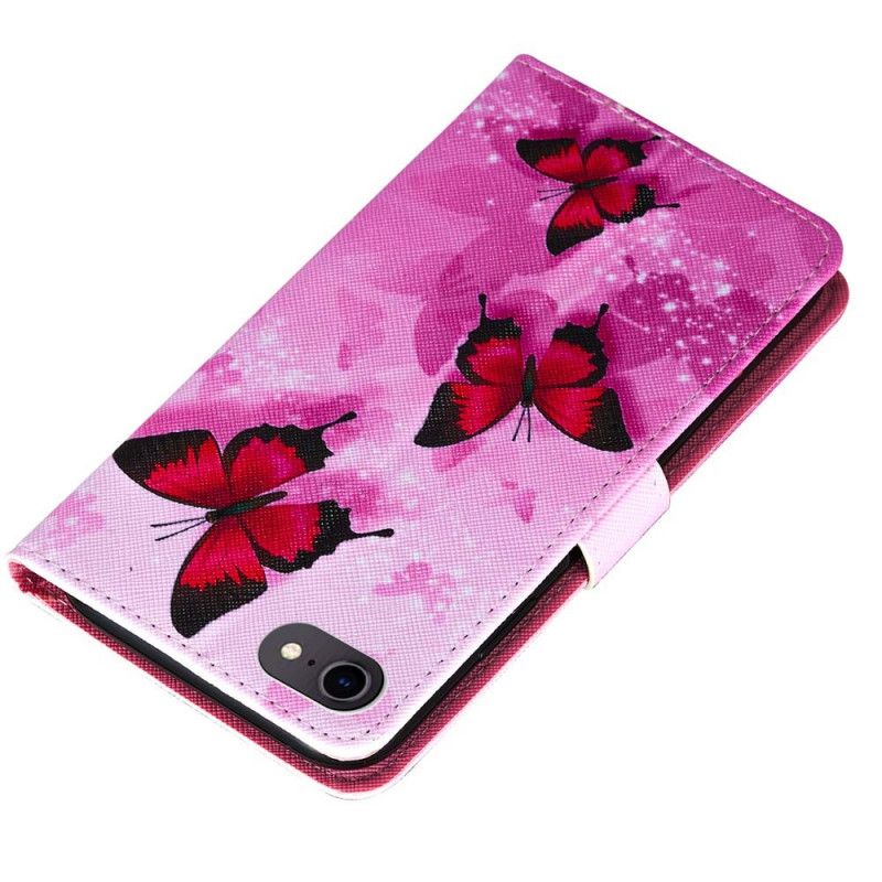 Housse iPhone Se 2 / 8 / 7 Simili Cuir Texturé Papillons