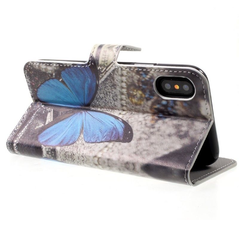 Housse iPhone X Papillon Bleu