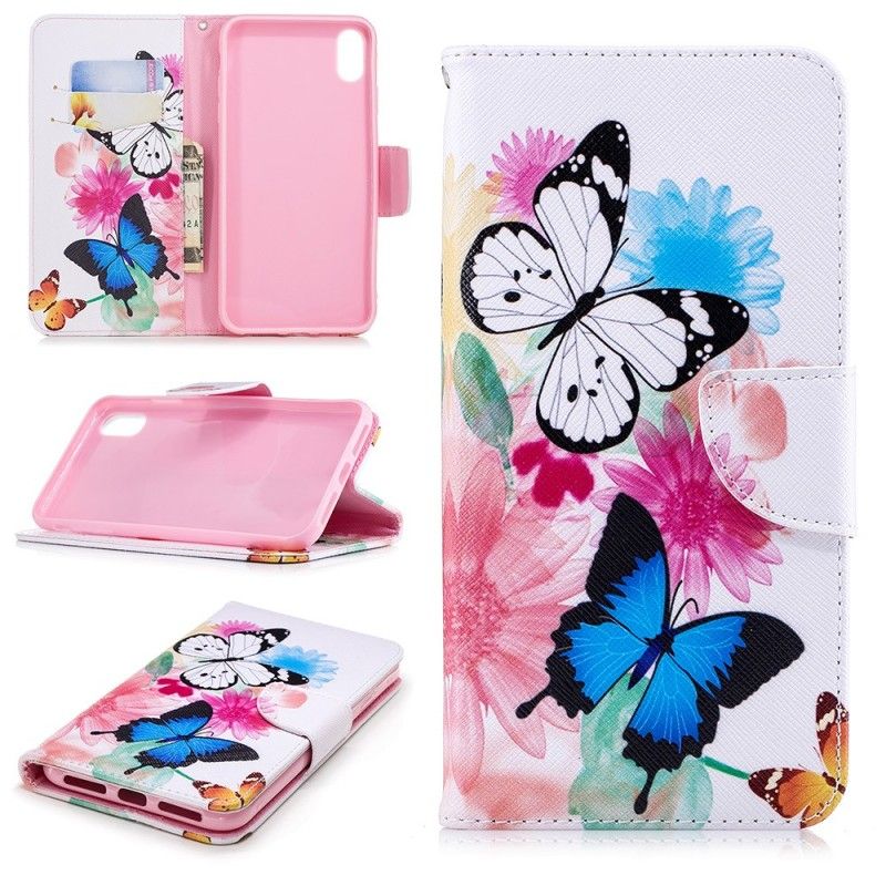 Housse iPhone Xs Max Papillons Et Fleurs Peints