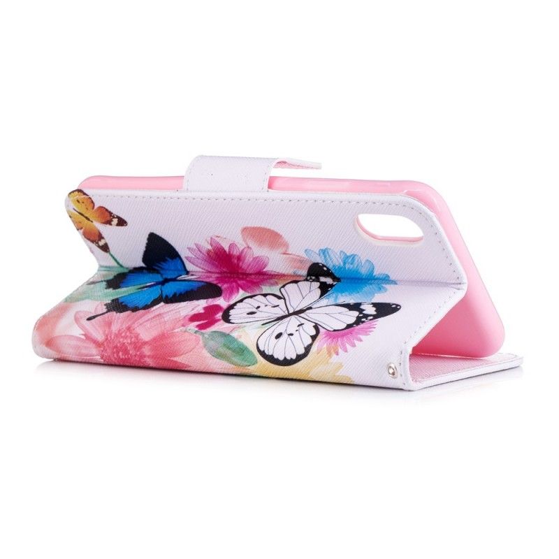 Housse iPhone Xs Max Papillons Et Fleurs Peints