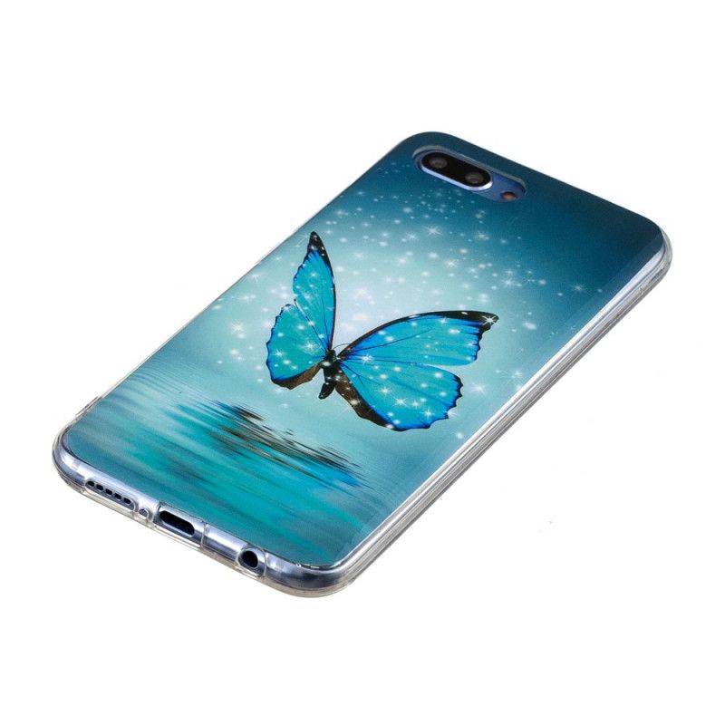 Coque Honor 10 Papillon Bleu Fluorescente