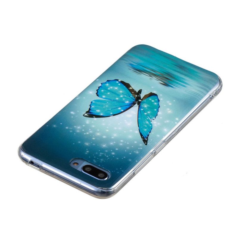 Coque Honor 10 Papillon Bleu Fluorescente