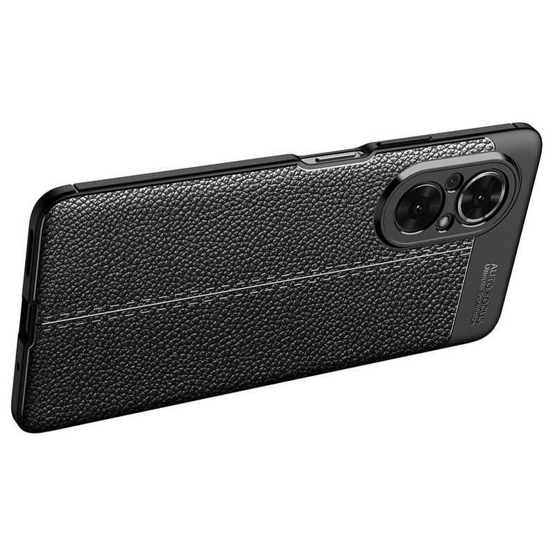 Coque Honor 50 SE Effet Cuir Litchi Double Line