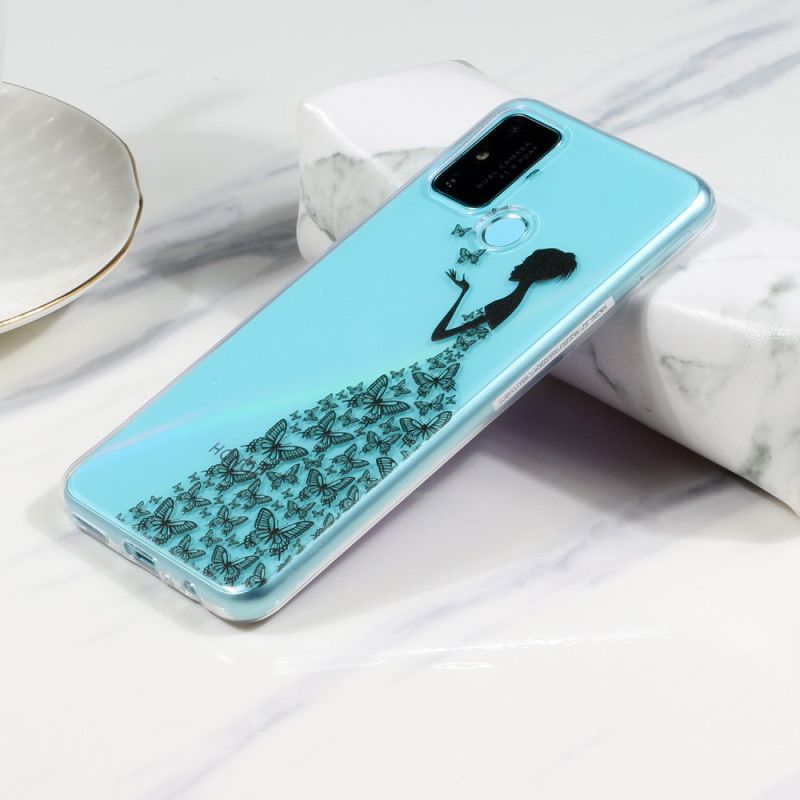 Coque Honor 9a Transparente Robe Papillons