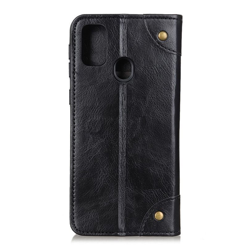 Flip Cover Honor 9x Lite Cuir Fendu Vintage Rivets