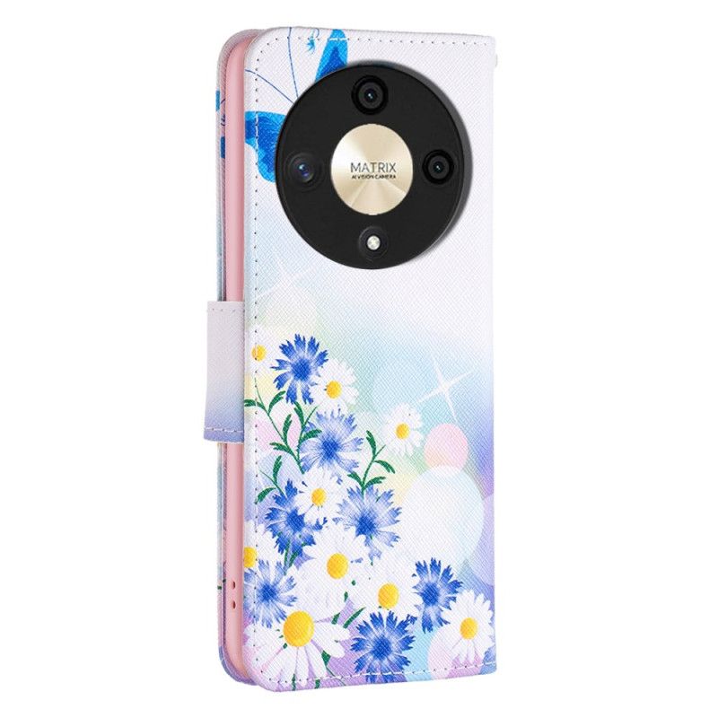 Housse Honor Magic 6 Lite / X9b Papillon et Fleurs Aquarelle