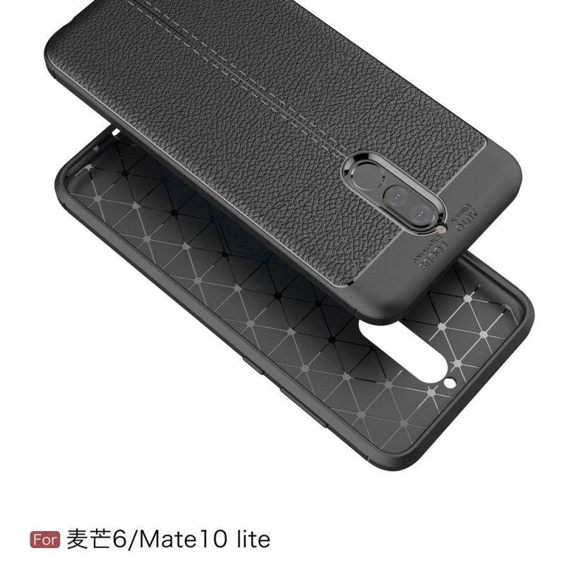 Coque Huawei Mate 10 Lite Effet Cuir Litchi Double Line