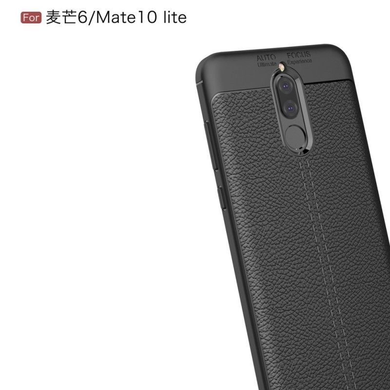 Coque Huawei Mate 10 Lite Effet Cuir Litchi Double Line