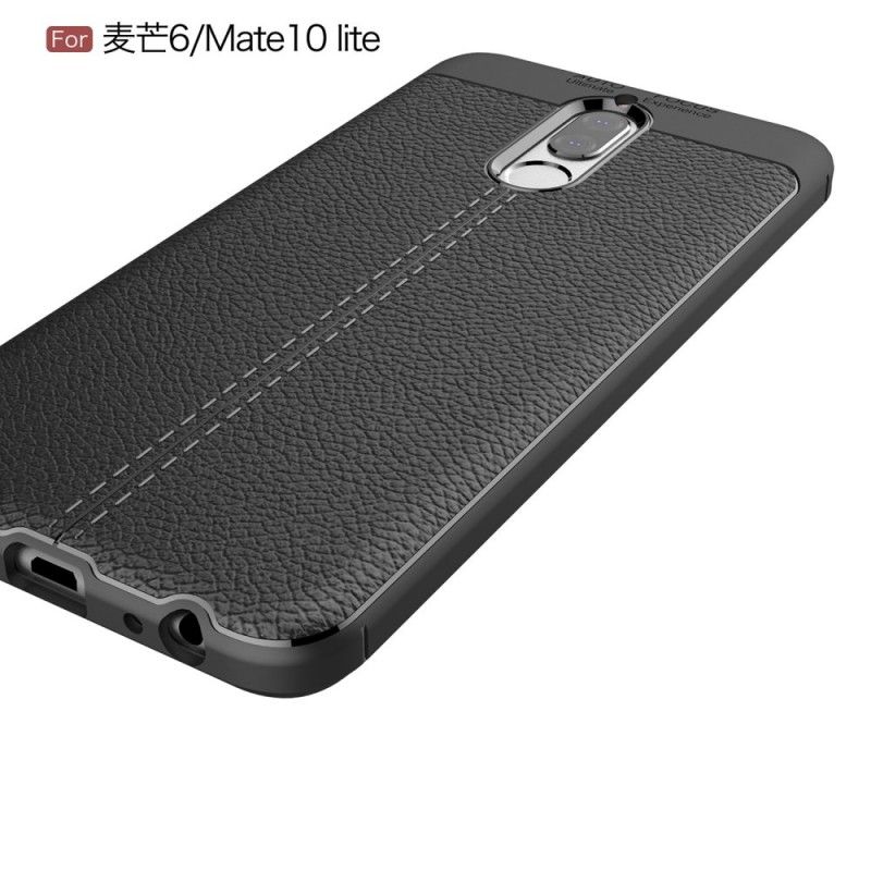 Coque Huawei Mate 10 Lite Effet Cuir Litchi Double Line