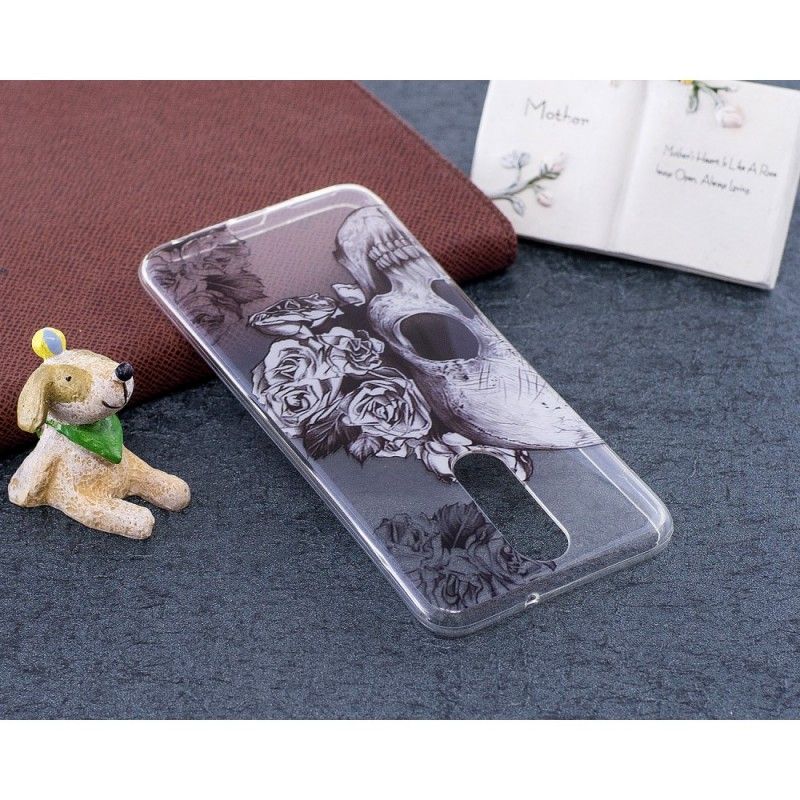 Coque Huawei Mate 10 Lite Transparente Tête De Mort Fleurie