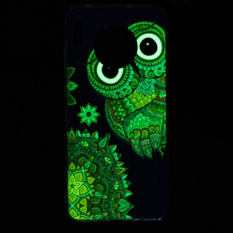 Coque Huawei Mate 30 Pro Hibou Mandala Fluorescente