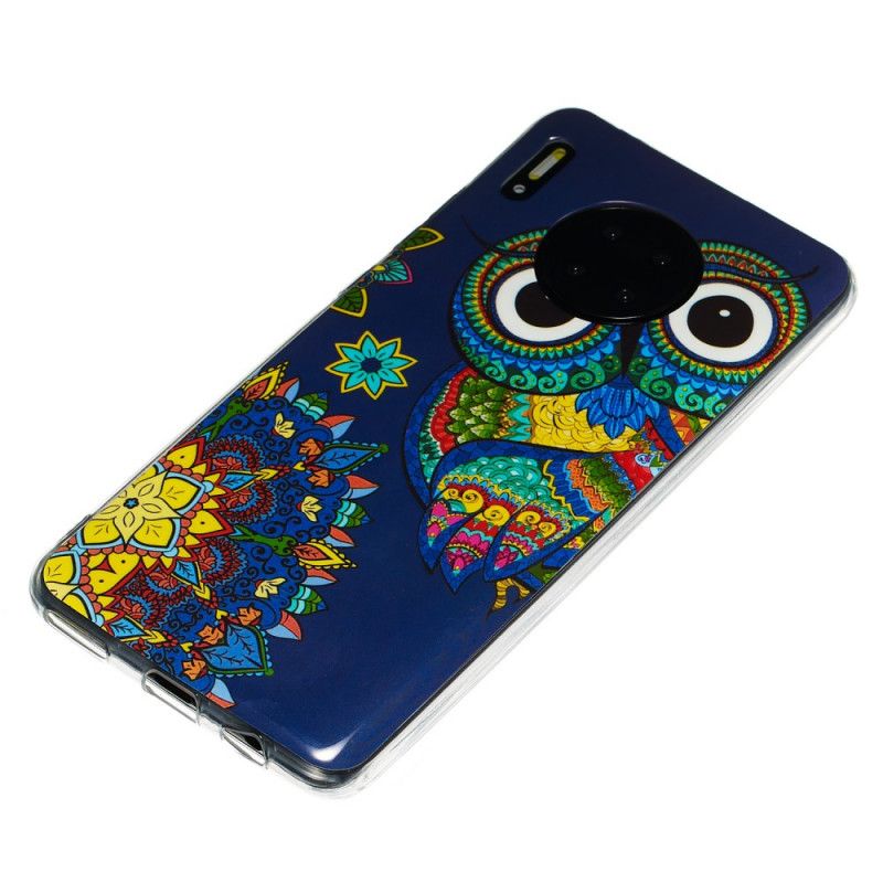 Coque Huawei Mate 30 Pro Hibou Mandala Fluorescente