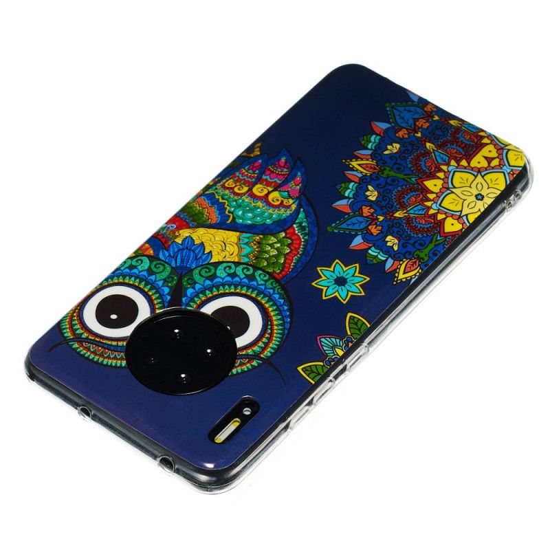 Coque Huawei Mate 30 Pro Hibou Mandala Fluorescente