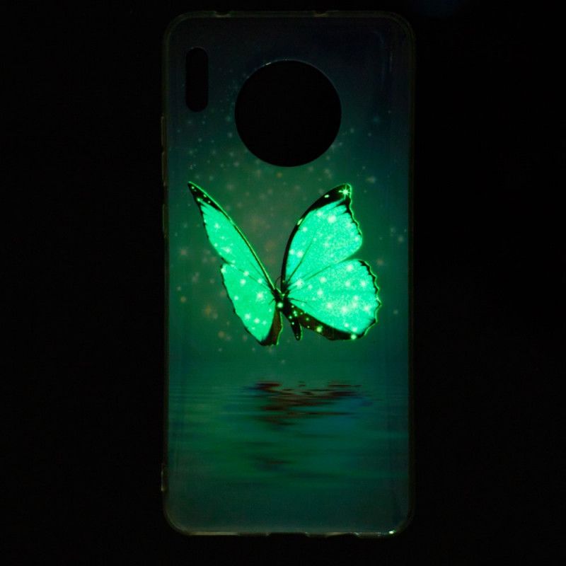 Coque Huawei Mate 30 Pro Papillon Bleu Fluorescente