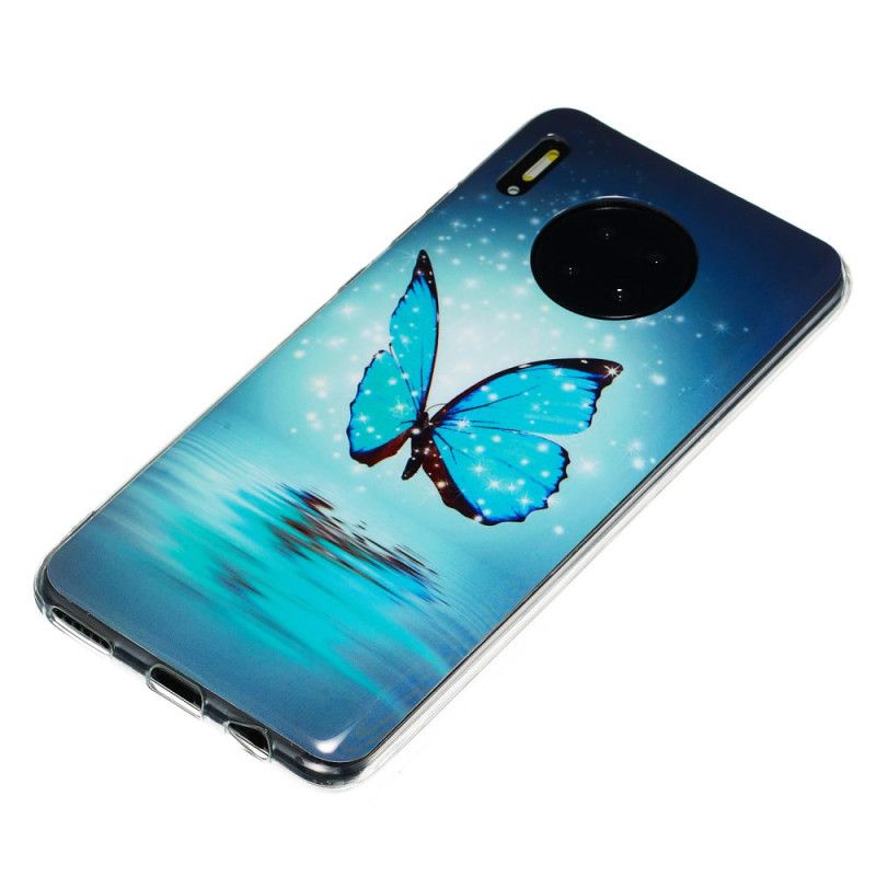 Coque Huawei Mate 30 Pro Papillon Bleu Fluorescente