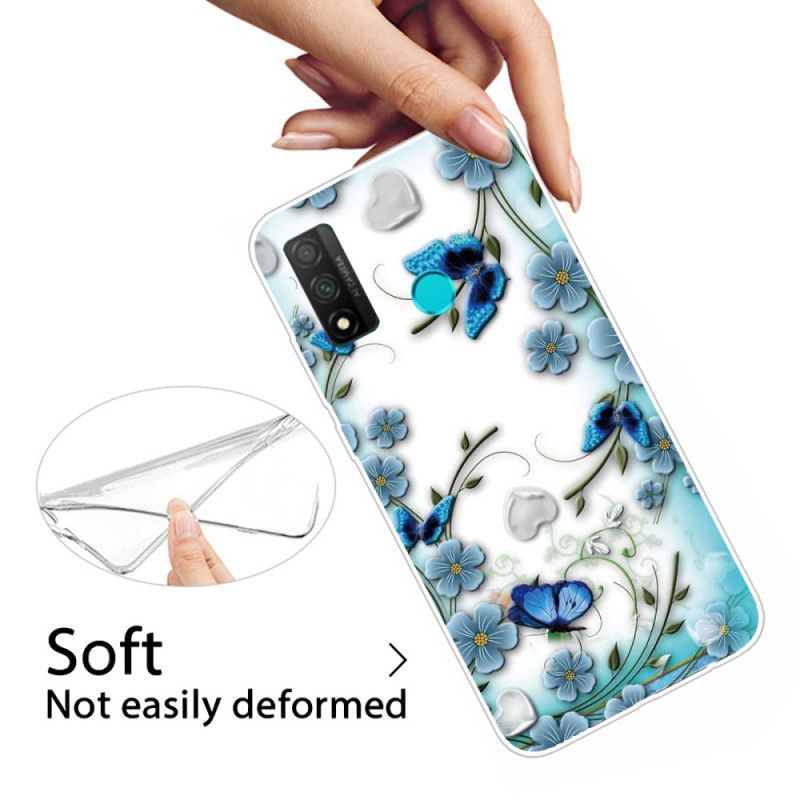 Coque Huawei P Smart 2020 Transparente Papillons Et Fleurs Rétro