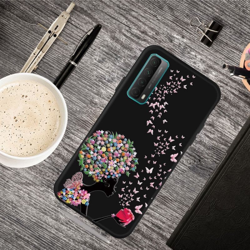 Coque Huawei P Smart 2021 Femme À La Tête Fleurie