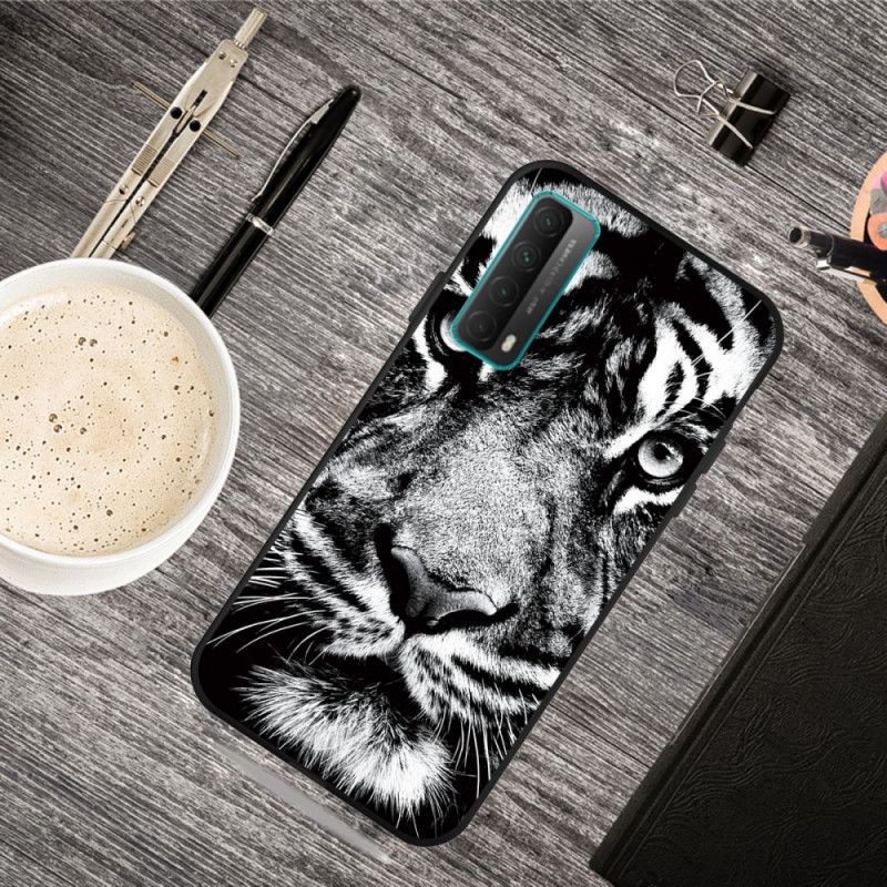 Coque Huawei P Smart 2021 Tigre Noir Et Blanc