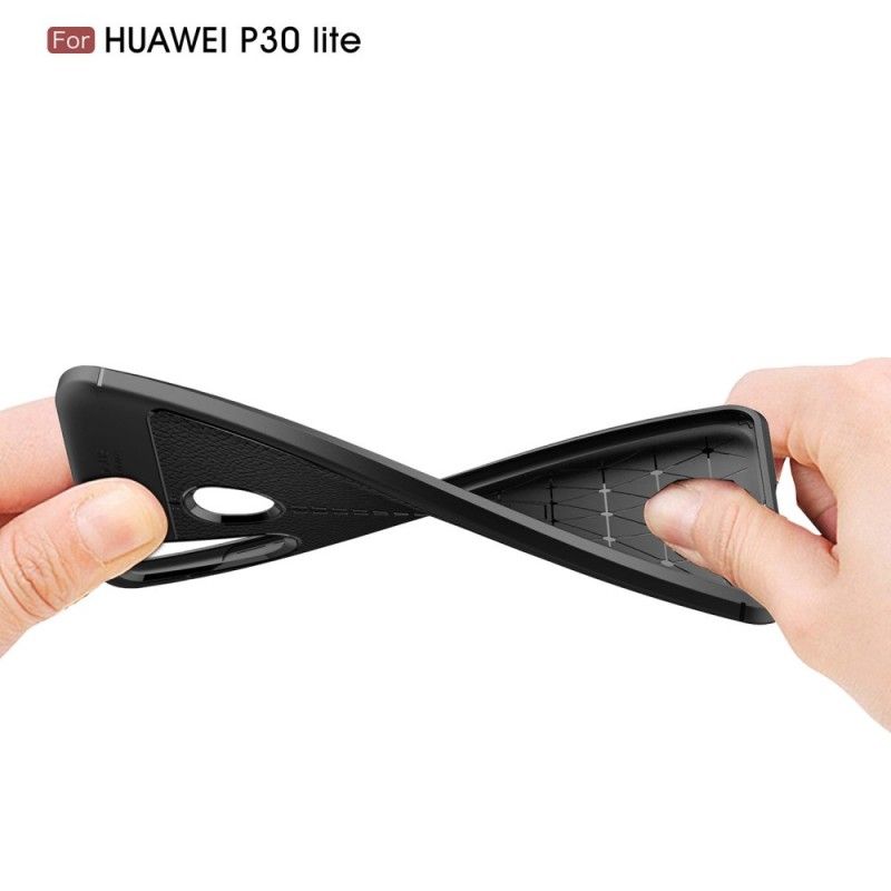 Coque Huawei P30 Lite Effet Cuir Litchi Double Line