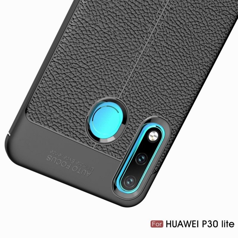 Coque Huawei P30 Lite Effet Cuir Litchi Double Line