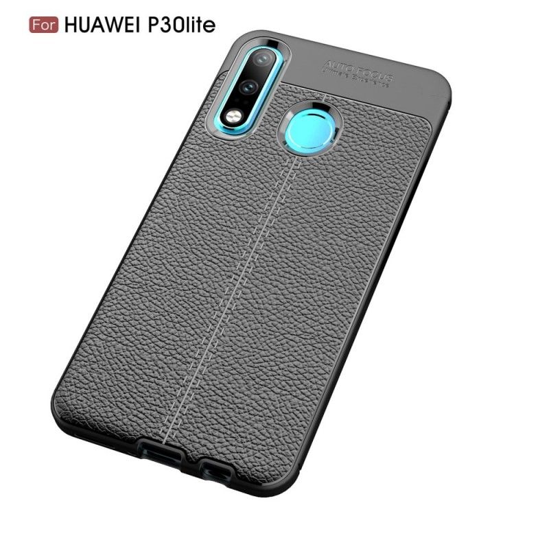 Coque Huawei P30 Lite Effet Cuir Litchi Double Line