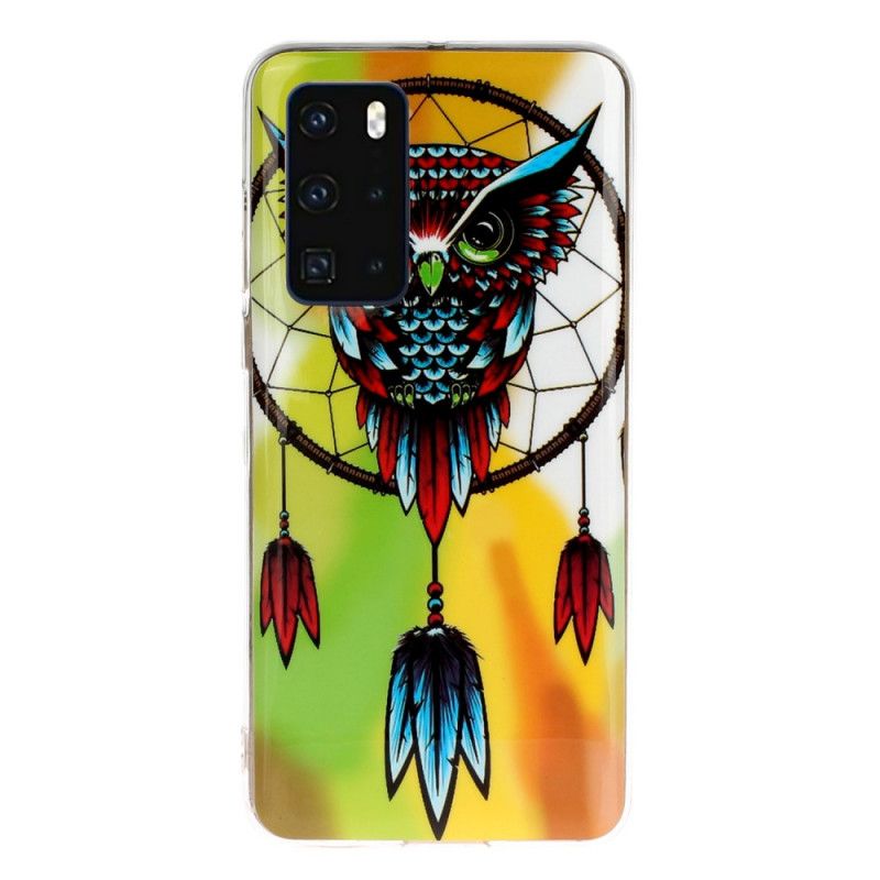 Coque Huawei P40 Attrape Rêves Hibou Fluorescente