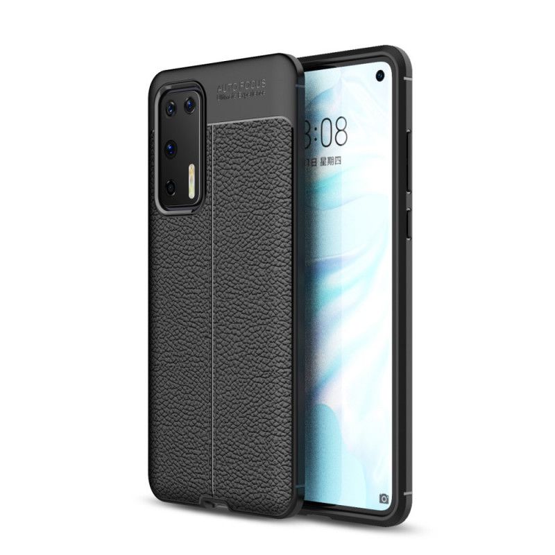 Coque Huawei P40 Effet Cuir Litchi Double Line