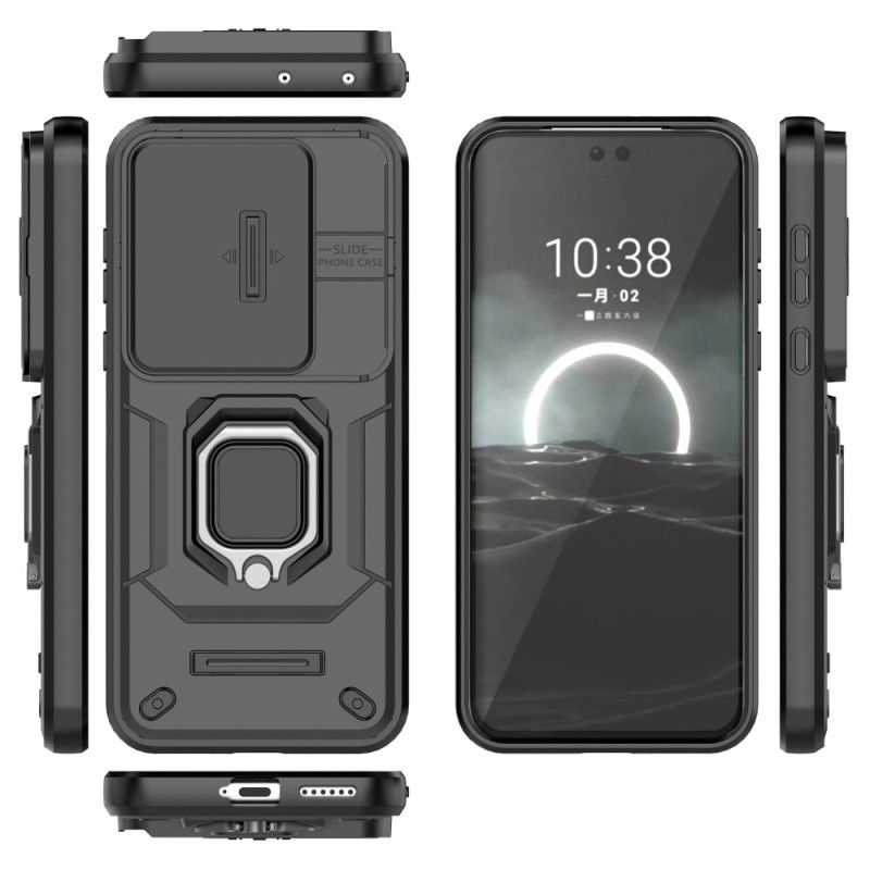 Coque Huawei Pura 70 Pro Ring Résistante avec Protection Objectif Coulissante