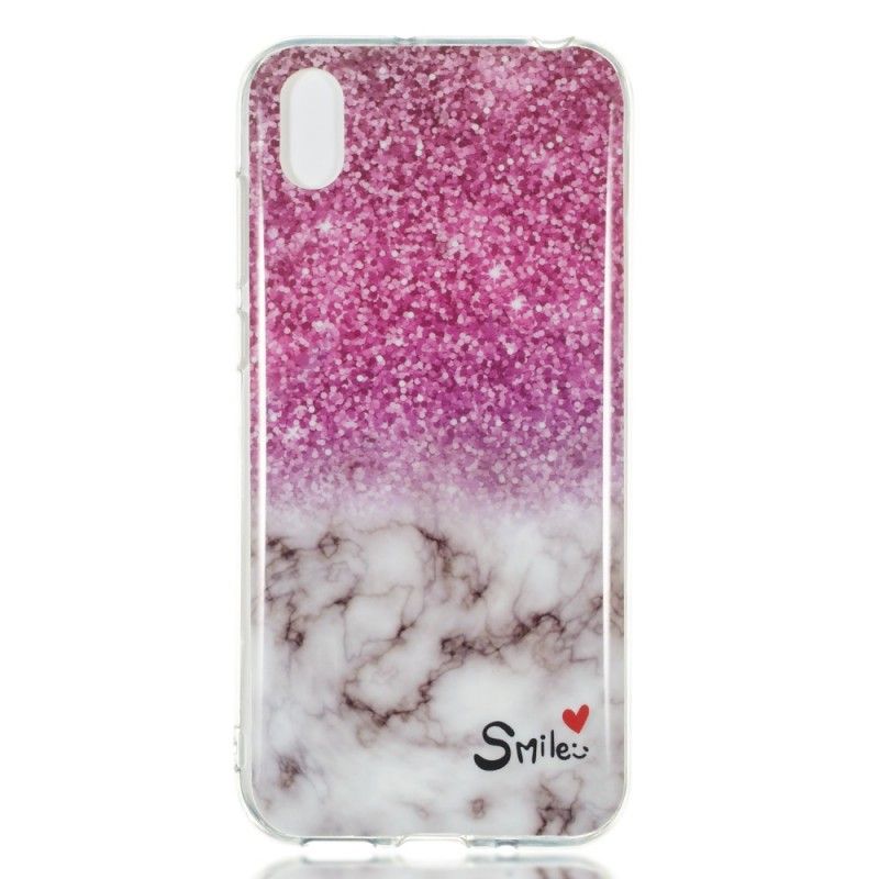 Coque Huawei Y5 2019 / Honor 8s Marbre Paillettes Et Smile