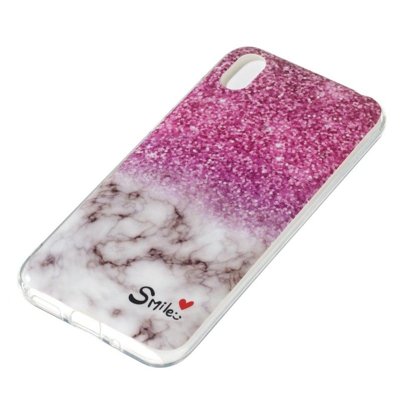 Coque Huawei Y5 2019 / Honor 8s Marbre Paillettes Et Smile