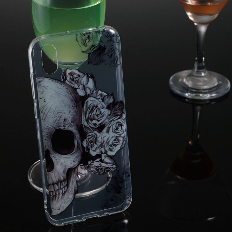 Coque Huawei Y5 2019 / Honor 8s Transparente Tête De Mort Fleurie