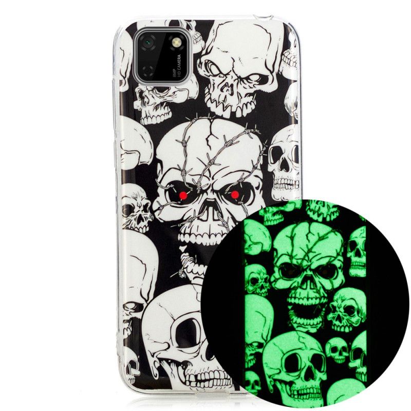 Coque Huawei Y5p Attention Têtes De Mort Fluorescente