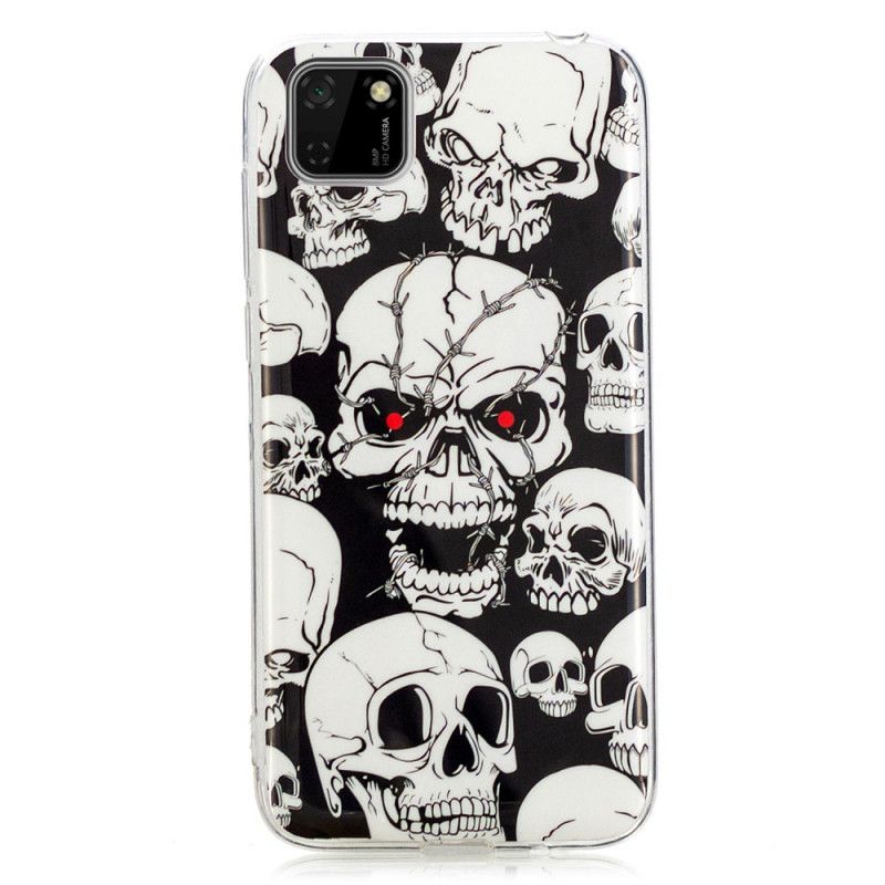 Coque Huawei Y5p Attention Têtes De Mort Fluorescente