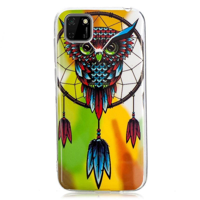 Coque Huawei Y5p Attrape Rêves Hibou Fluorescente