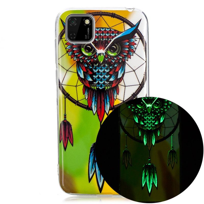 Coque Huawei Y5p Attrape Rêves Hibou Fluorescente