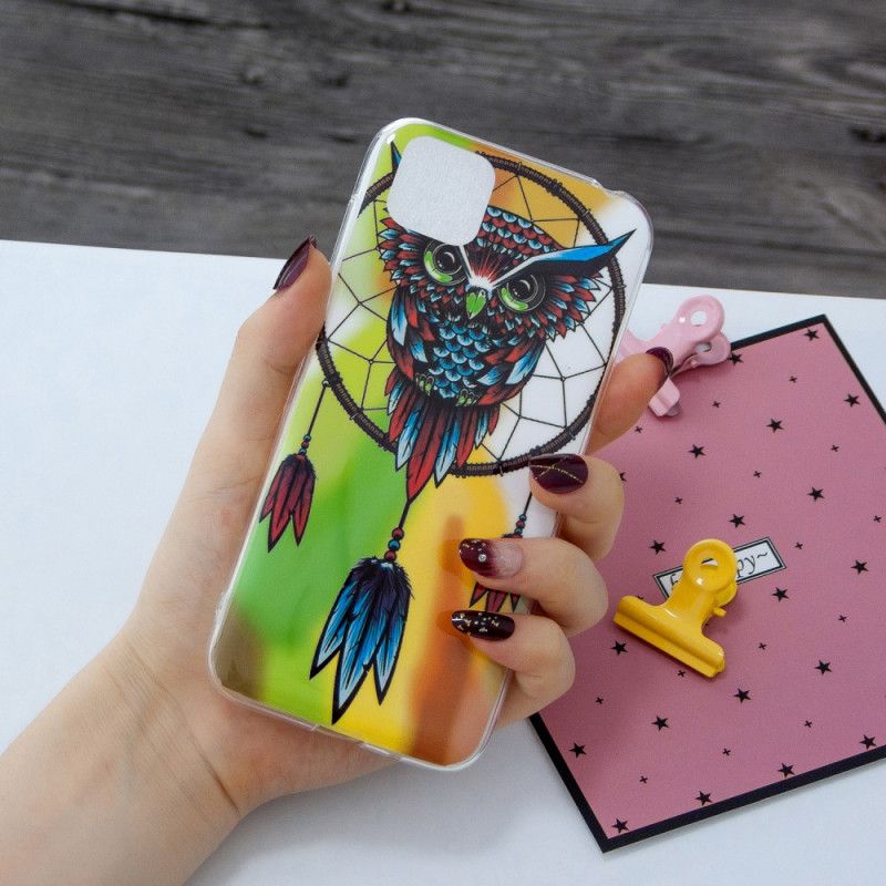 Coque Huawei Y5p Attrape Rêves Hibou Fluorescente