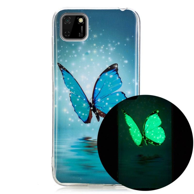 Coque Huawei Y5p Papillon Bleu Fluorescente