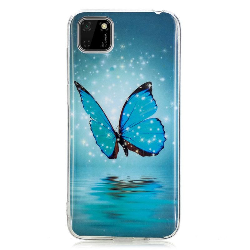 Coque Huawei Y5p Papillon Bleu Fluorescente