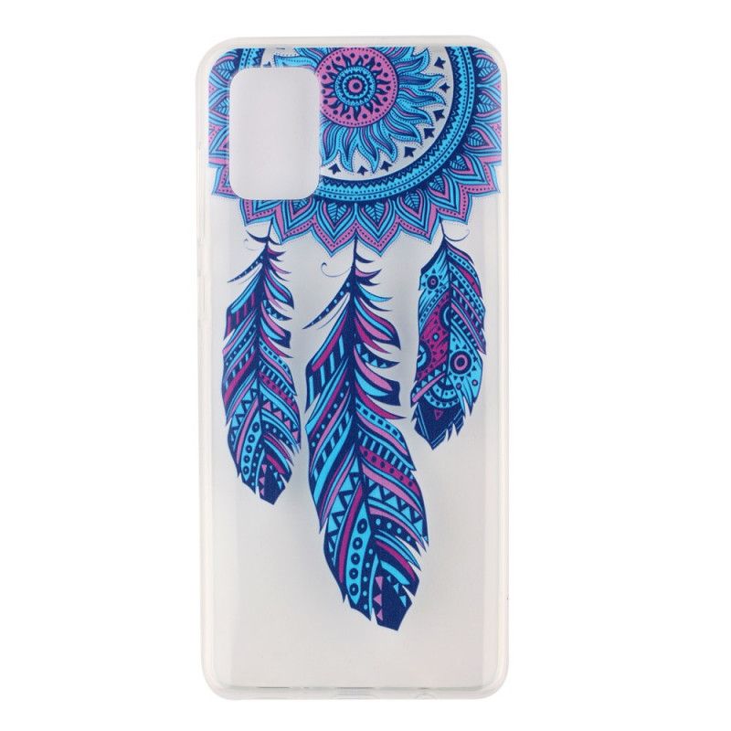 Coque Huawei Y5p Transparente Attrape Rêves Plumes Bleue