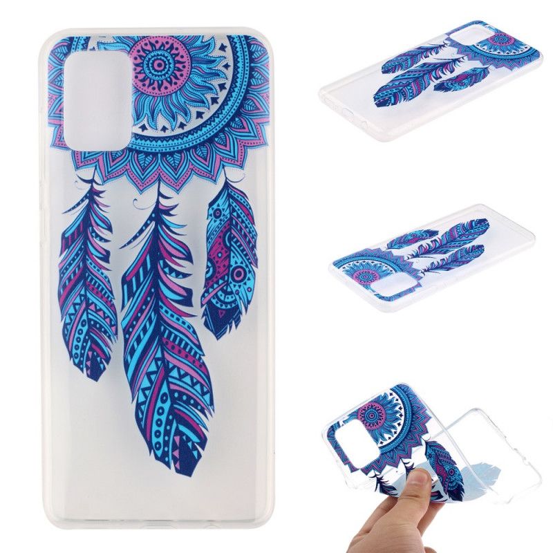 Coque Huawei Y5p Transparente Attrape Rêves Plumes Bleue